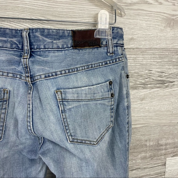 Express Light Wash Ripped Straight Leg Jeans - Picture 4 of 8